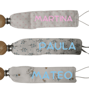 Cadena de chupete de tela personalizada con nombre del bebé