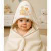 Capa de baño para bebé con capucha de algodón suave y absorbente color blanco