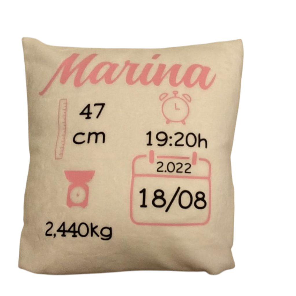 Cojin datos nacimiento del bebé