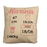 Cojin datos nacimiento del bebé