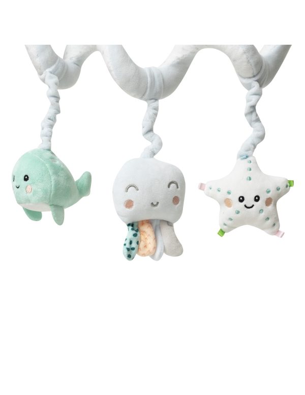 Espiral de actividades para bebé con juguetes colgantes y texturas sensoriales