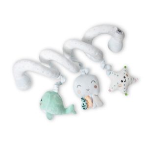 Espiral de actividades para bebé con juguetes colgantes y texturas sensoriales