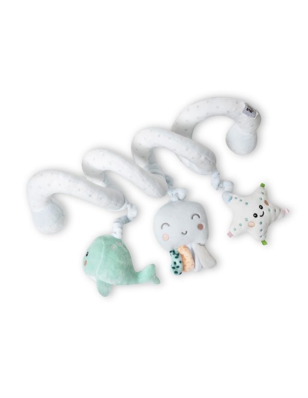 Espiral de actividades para bebé con juguetes colgantes y texturas sensoriales