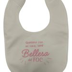 Babero personalizado para bebé con diseño de las Hogueras de San Juan y nombre impreso.