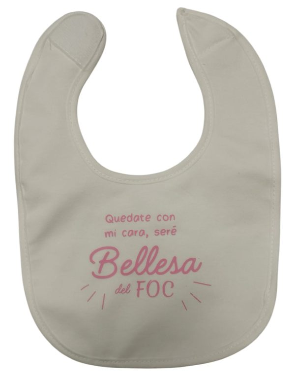 Babero personalizado para bebé con diseño de las Hogueras de San Juan y nombre impreso.