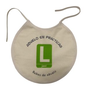 Babero gracioso para futuro abuelo con frase divertida, ideal para anunciar el embarazo de forma original.