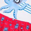 Conjunto de baño para niño con camiseta y culetín a juego, estampado de pulpo, tejido elástico y de secado rápido