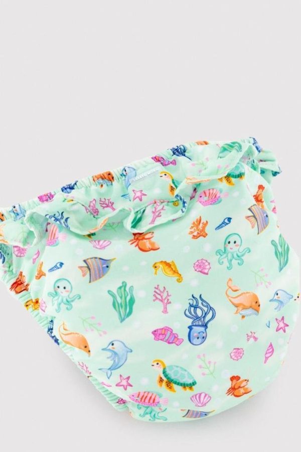 Culetín antifugas para bebé o niño pequeño con estampado de peces, tejido elástico y de secado rápido