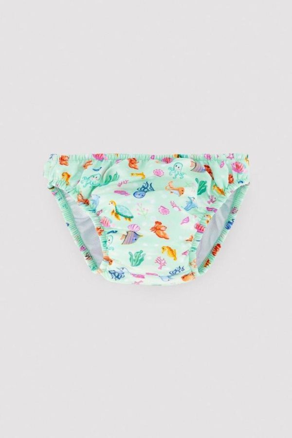 Culetín antifugas para bebé o niño pequeño con estampado de peces, tejido elástico y de secado rápido