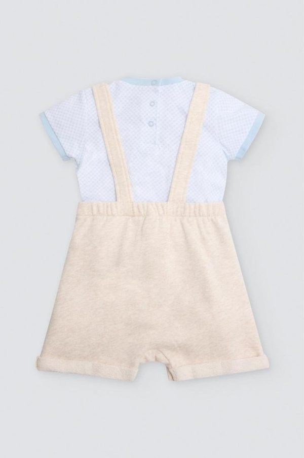 Peto de 2 piezas para bebé niño de Ysabel Mora: camiseta y pantalón a juego, confeccionado en algodón suave y transpirable, ideal para recién nacido y primeros meses