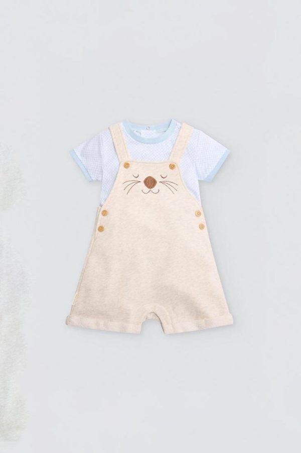 Peto de 2 piezas para bebé niño de Ysabel Mora: camiseta y pantalón a juego, confeccionado en algodón suave y transpirable, ideal para recién nacido y primeros meses