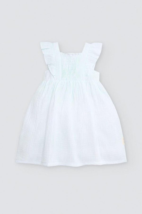 Vestido de rayas para niña de Ysabel Mora, confeccionado en algodón suave y transpirable, ideal para primavera y verano, cómodo y fresco